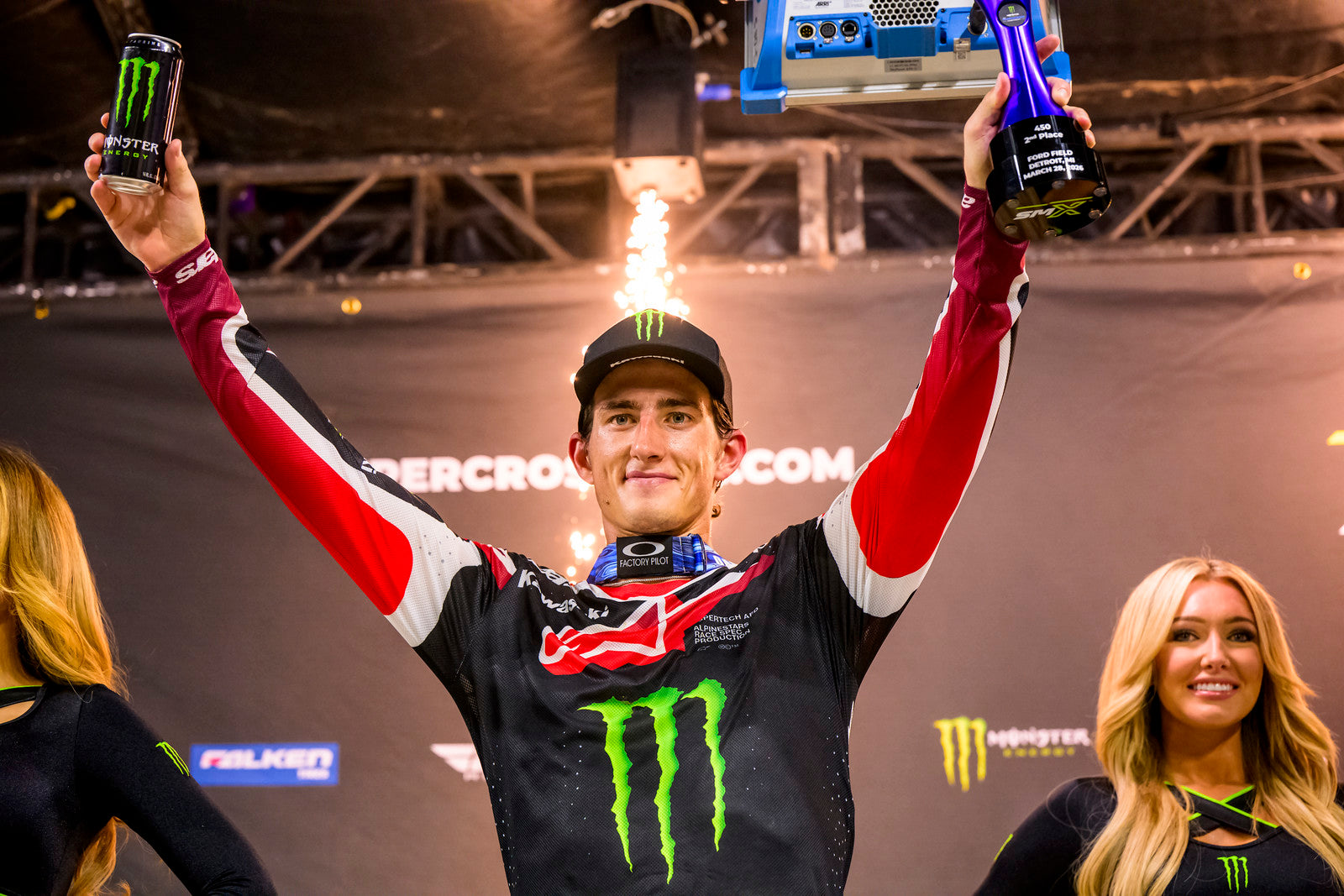 CHASE SEXTON IN THE VERY HEART OF THE 450SX ACTION IN DETROIT, MICHIGA