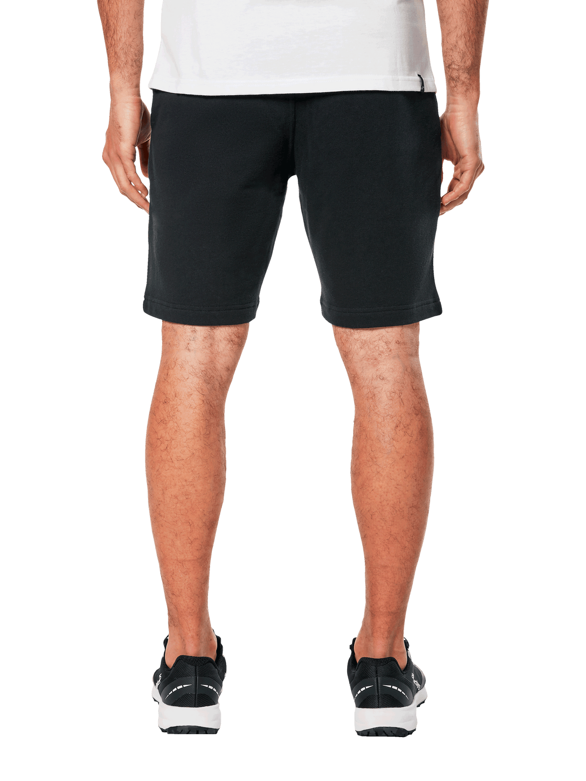 Alpinestars Dunker shorts, sorte fleece træningsshorts til mænd, set bagfra, elastisk talje, afslappet pasform, komfortabelt hverdagstøj og sportstøj