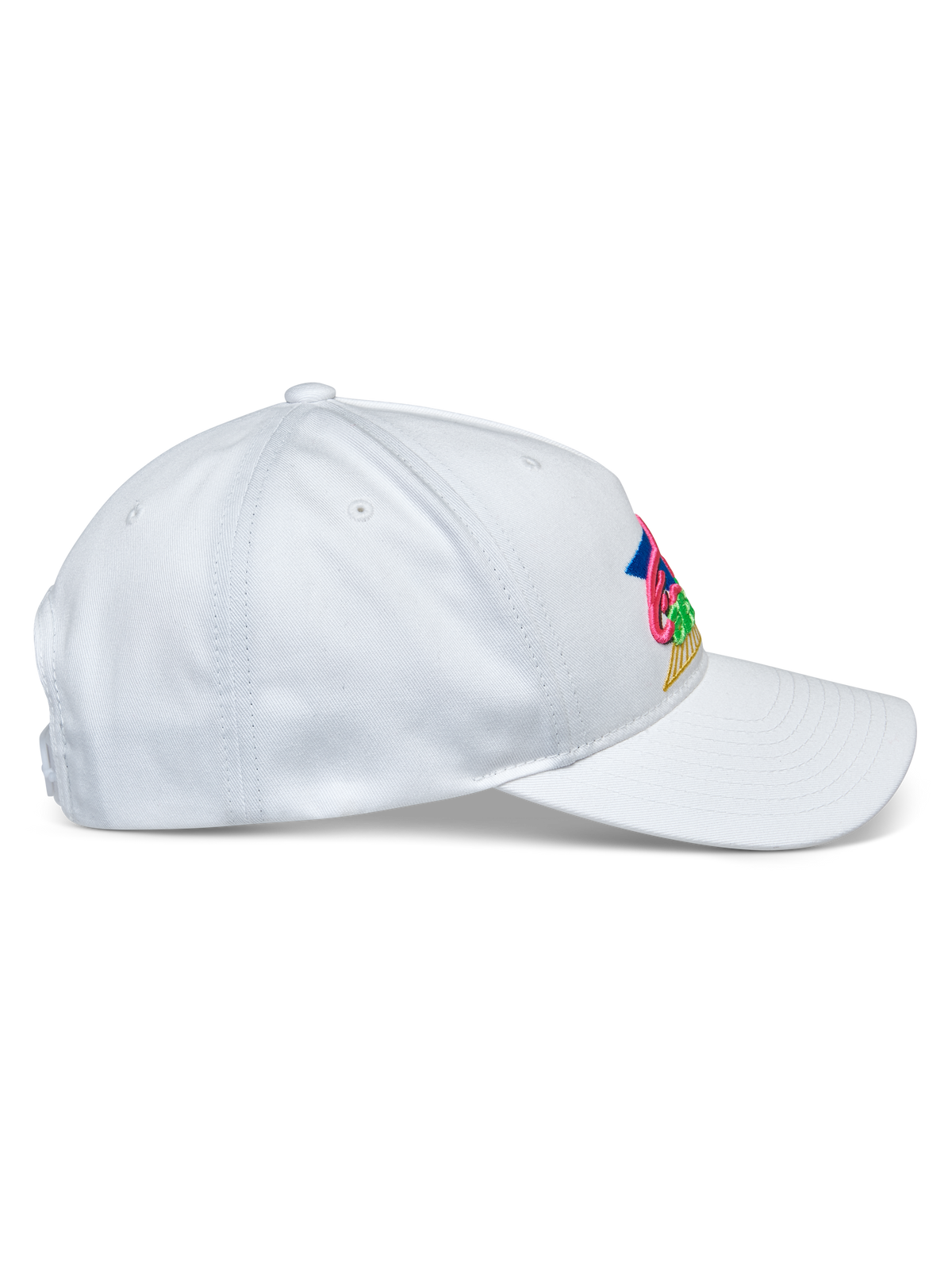 Alpinestars Vivid kasket, hvid, sideprofil, semi-struktureret baseballkasket med lav krone og buet skygge, bomuldstwill, med farverigt broderi på fronten, casual sportswear-hovedbeklædning