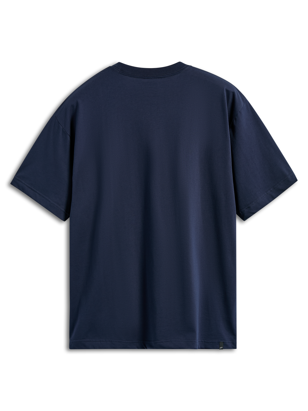 Alpinestars Aplomb Oversized CSF Tee, kortærmet t-shirt, navy, set bagfra, afslappet oversized pasform, enkelt design med et lille logo-mærke ved den nederste kant, afslappet sportstøj