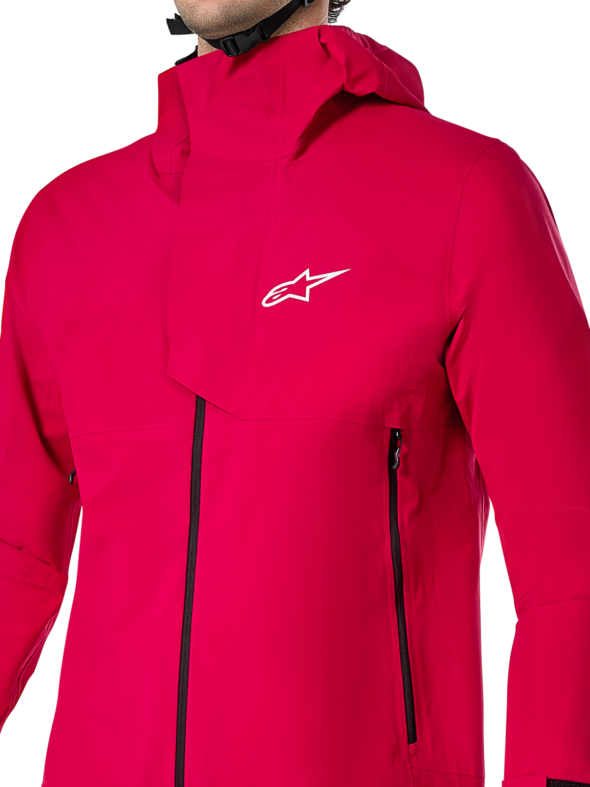 Alpinestars A-Dura Elite vandtæt jakke, MTB regnjakke, rød, teknisk 3-lags ripstop-konstruktion med hætte til over hjelmen og frontstormklap, højtydende cykeludstyr til trailkørsel i alt slags vejr