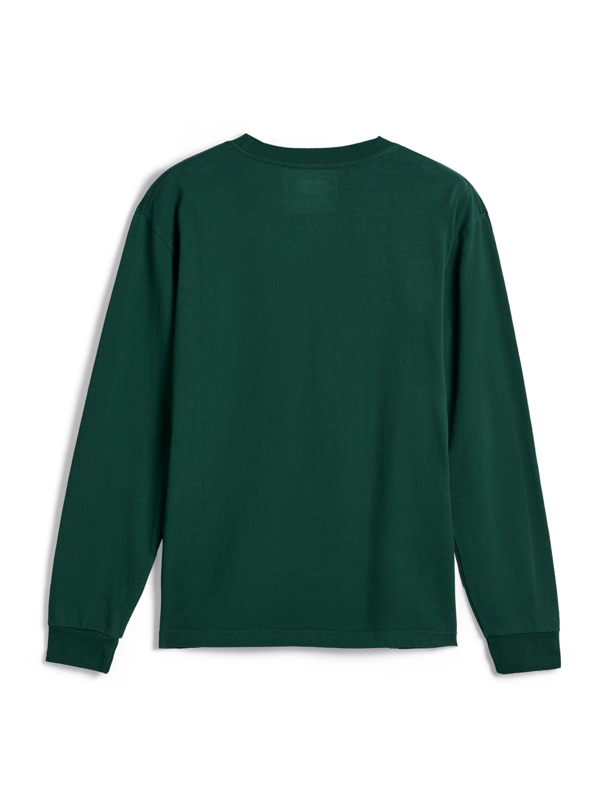 Alpinestars Essentials Ageless LS Tee, langærmet T-shirt, Pine Green, set bagfra, ensfarvet grøn med ribstrikket rund hals og manchetter, afslappet moderne pasform, afslappet streetwear