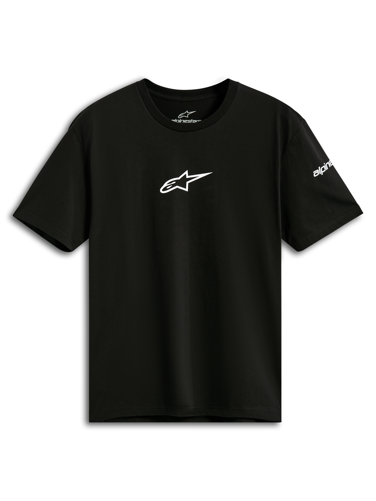 Alpinestars Frontal CSF Tee, kortærmet t-shirt, sort, hvidt Astars-logo på brystet, casual performance-sportstøj