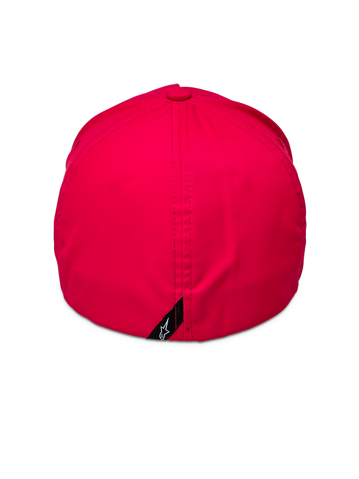 Alpinestars Ageless Reflex Waterproof Hat, Red, back view featuring a closed flex fit design with a vertical seam and a small black tag with a white Astars logo, performance waterproof fabric