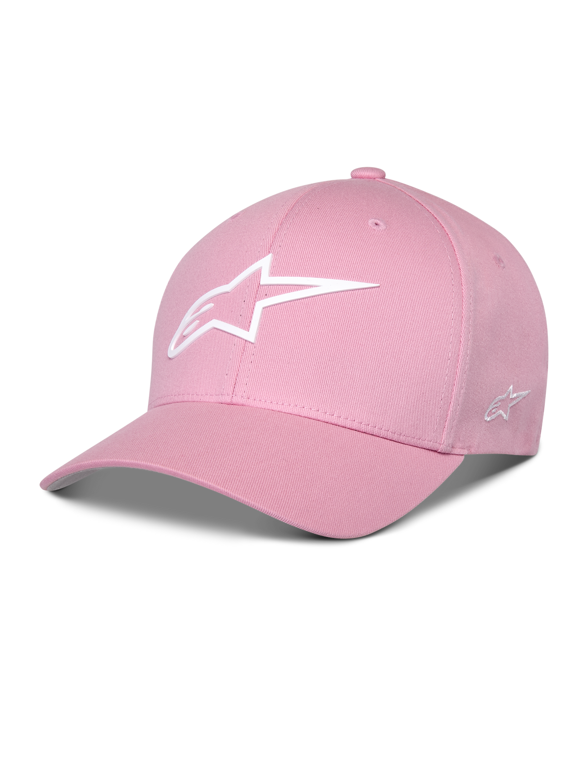 Alpinestars Ageless Multi Hat, pink baseballcap, buet skygge, hvidt 3D Astars-logo, struktureret krone, afslappet sportstøj