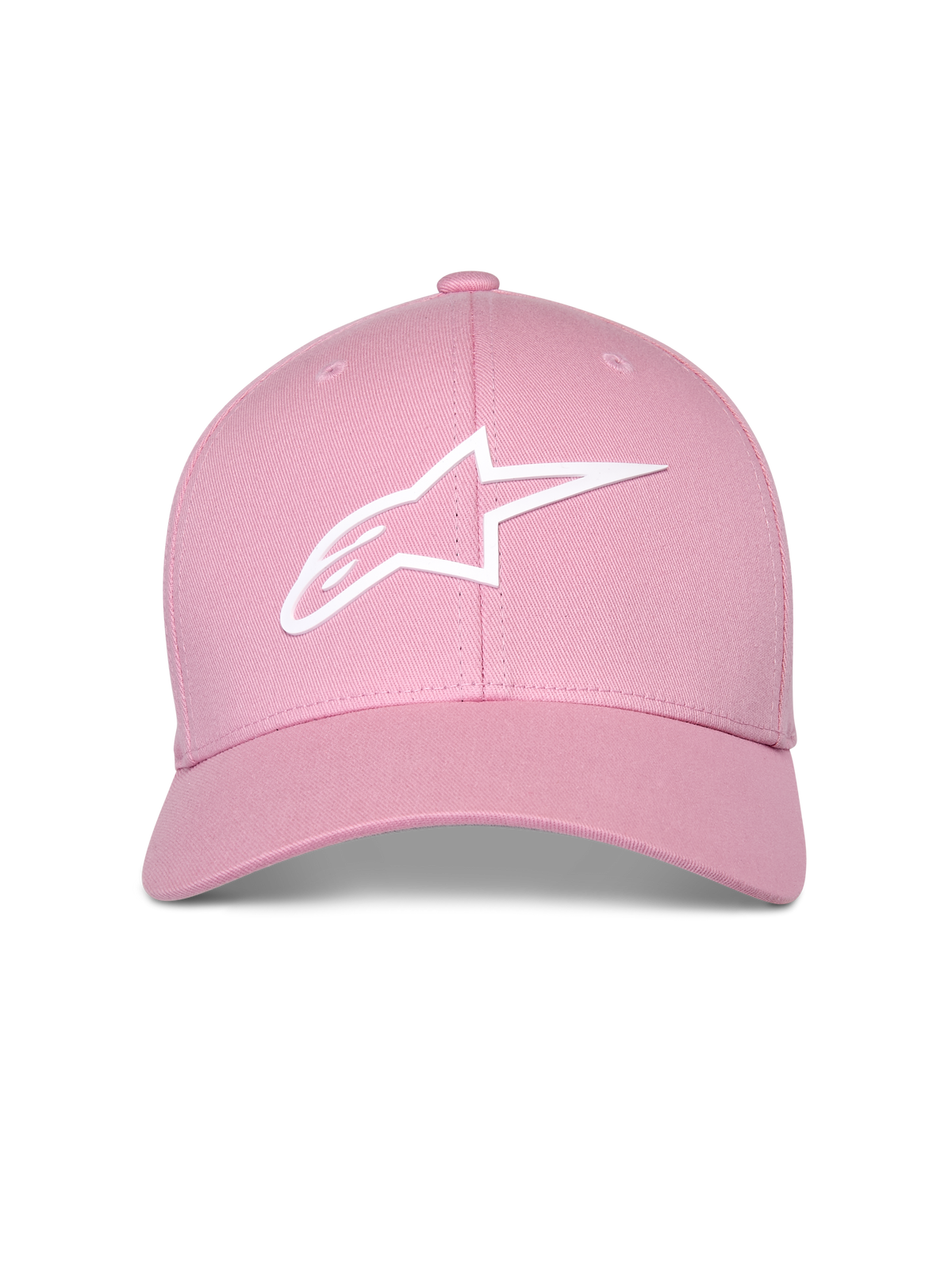 Alpinestars Ageless Multi kasket, lyserød, hvidt 3D Astars-logo, buet skygge med struktureret krone, casual sports-kasket