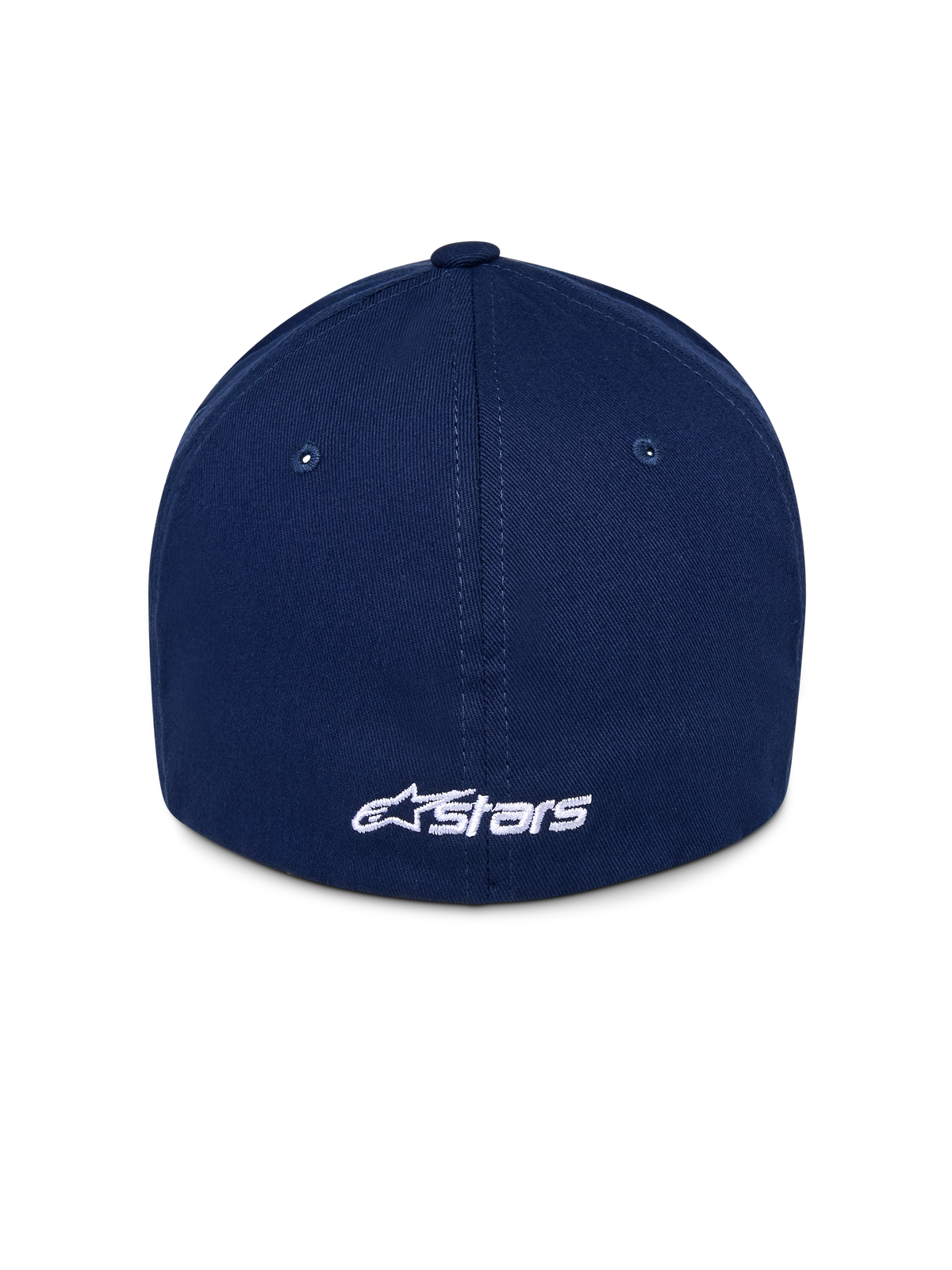 Alpinestars Ageless Multi Hat, marineblå baseball-kasket, set bagfra med hvidt broderet Astars-logo, struktureret krone med syede paneler, afslappet motorsport-inspireret hovedbeklædning