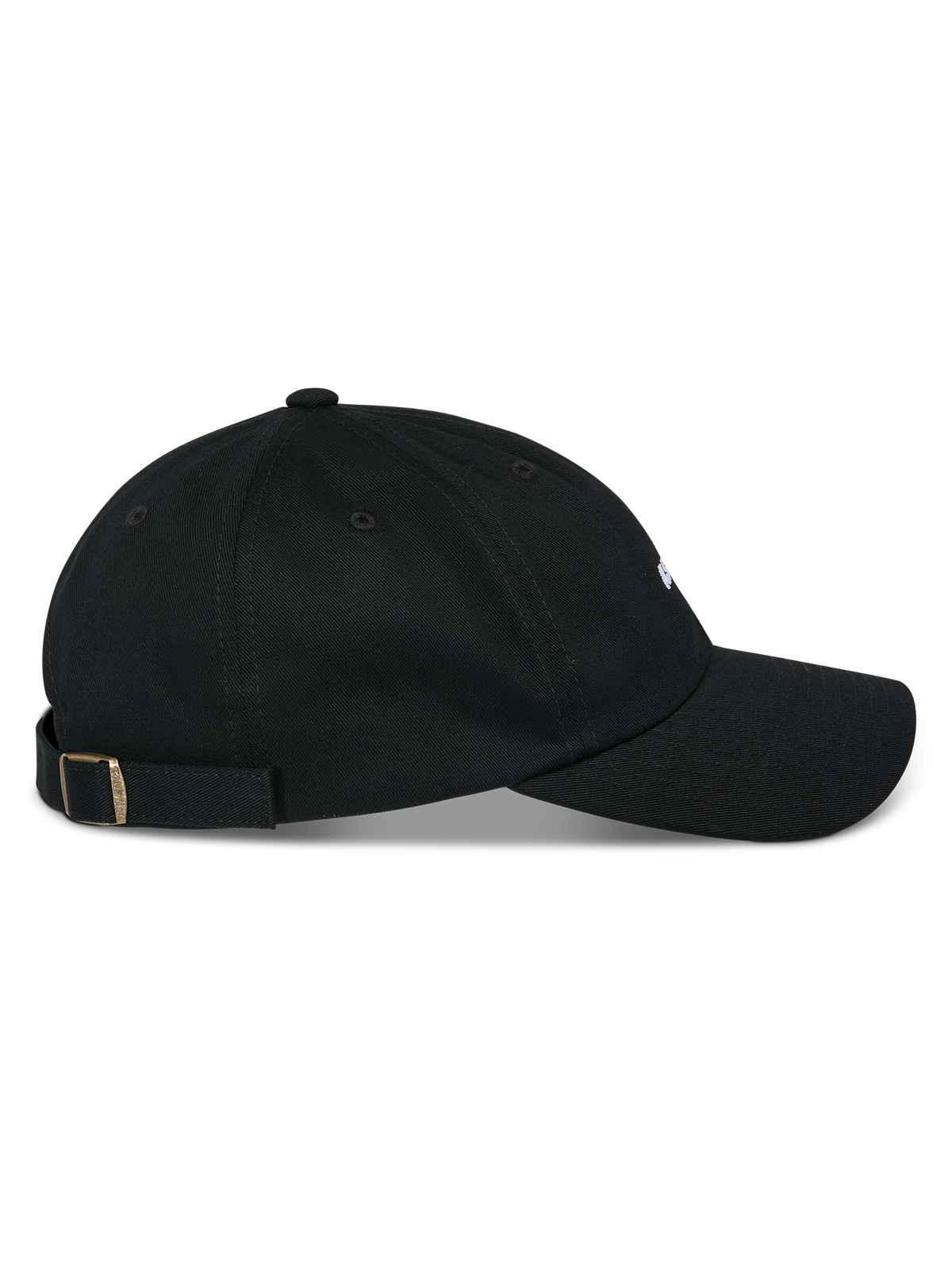 Alpinestars Deduce Strapback kasket, sort, set fra siden, buet skygge med ustruktureret lav krone, bomuldstwill, justerbar remlukning med metalspænde, afslappet motorsport-inspireret hovedbeklædning