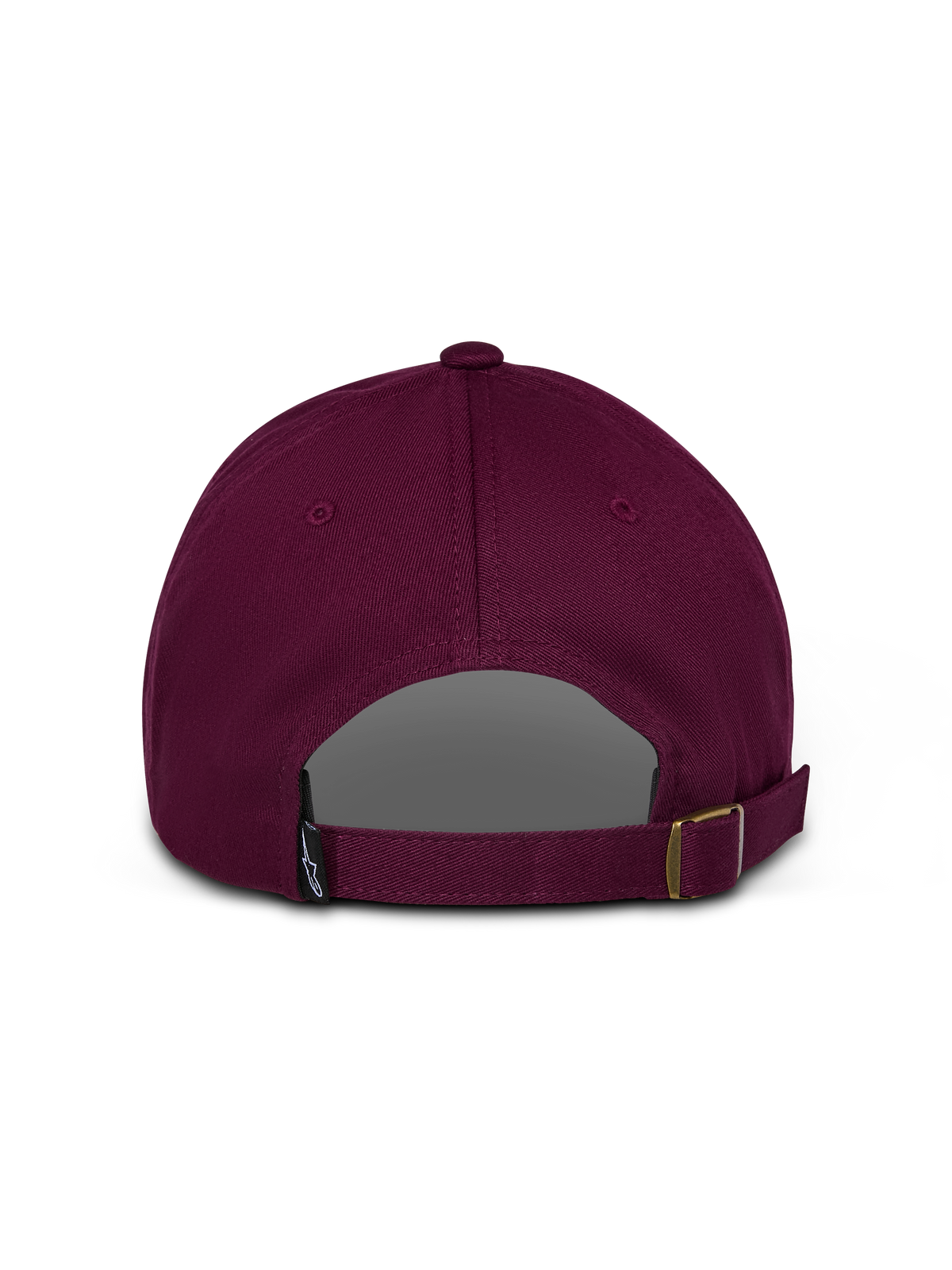 Alpinestars Deduce Strapback kasket, bordeaux, set bagfra med justerbar remlukning og lille logomærkat, ustruktureret bomuldstwill, afslappet sportstøj