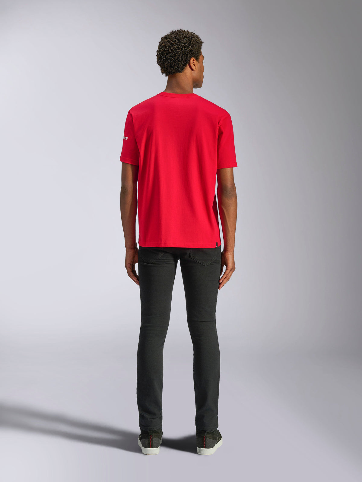 Alpinestars Frontal CSF Tee, Short Sleeve T-Shirt, Red, back view on model with black pants, casual performance sportswear