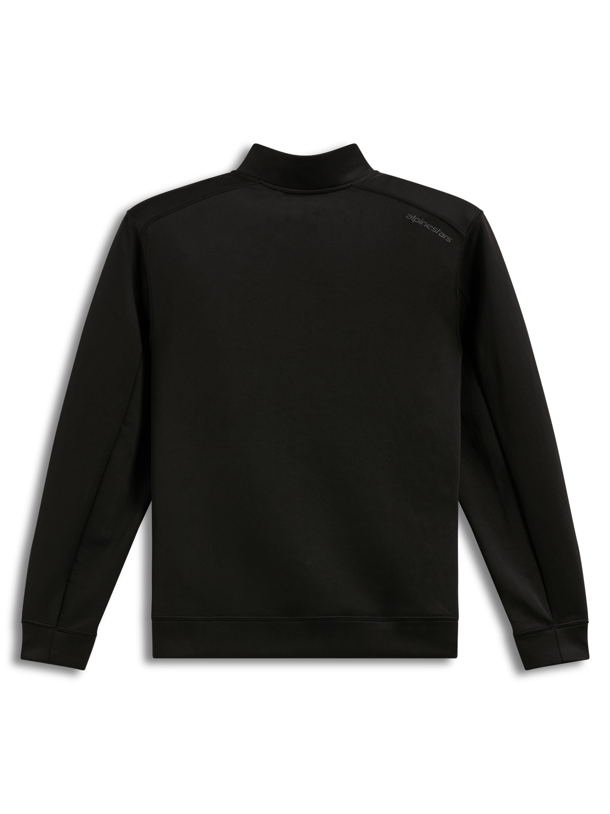 Alpinestars Apera Half-Zip Sweatshirt, sort double-face fleece-pullover set bagfra med tonalt logo på skulderen.