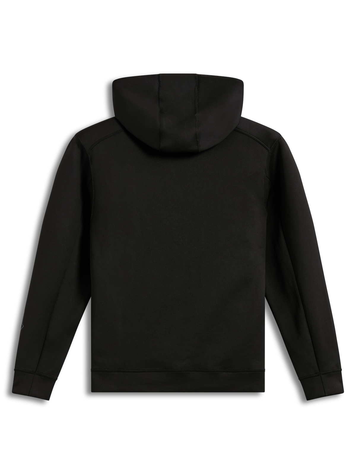 Alpinestars Datrix Hoodie, sort hættetrøje set bagfra, tri-blend dobbeltsidet fleece med mesh-foret hætte