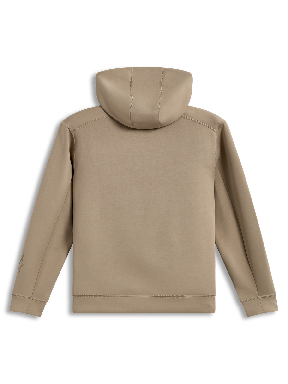 Alpinestars Datrix Hoodie, brun hættetrøje i tri-blend fleece, set bagfra med mesh-foret hætte, afslappet sportstøj