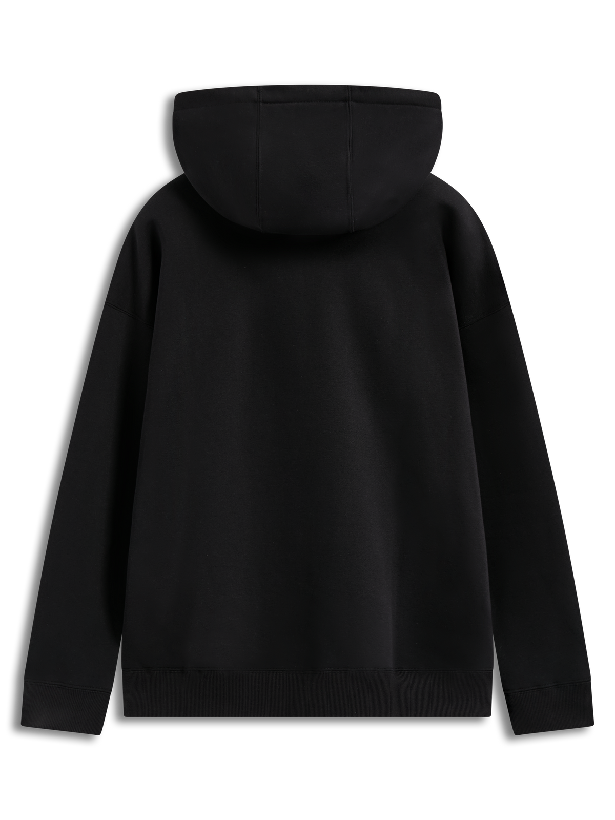 Alpinestars Prelude Oversized Hoodie, sort fleecehættetrøje set bagfra med hætte og ribmanchetter, afslappet sportswear