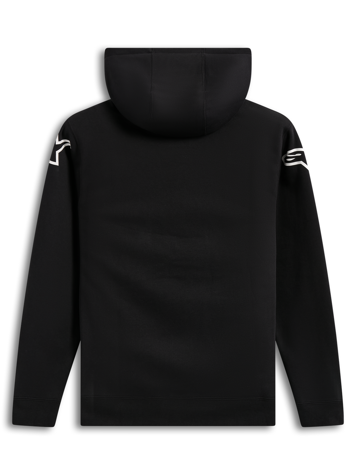 Alpinestars Velocifier Hoodie, sort casual hættetrøje i bomuldsblanding, bagside med hvide Astars-logoer på skuldrene.