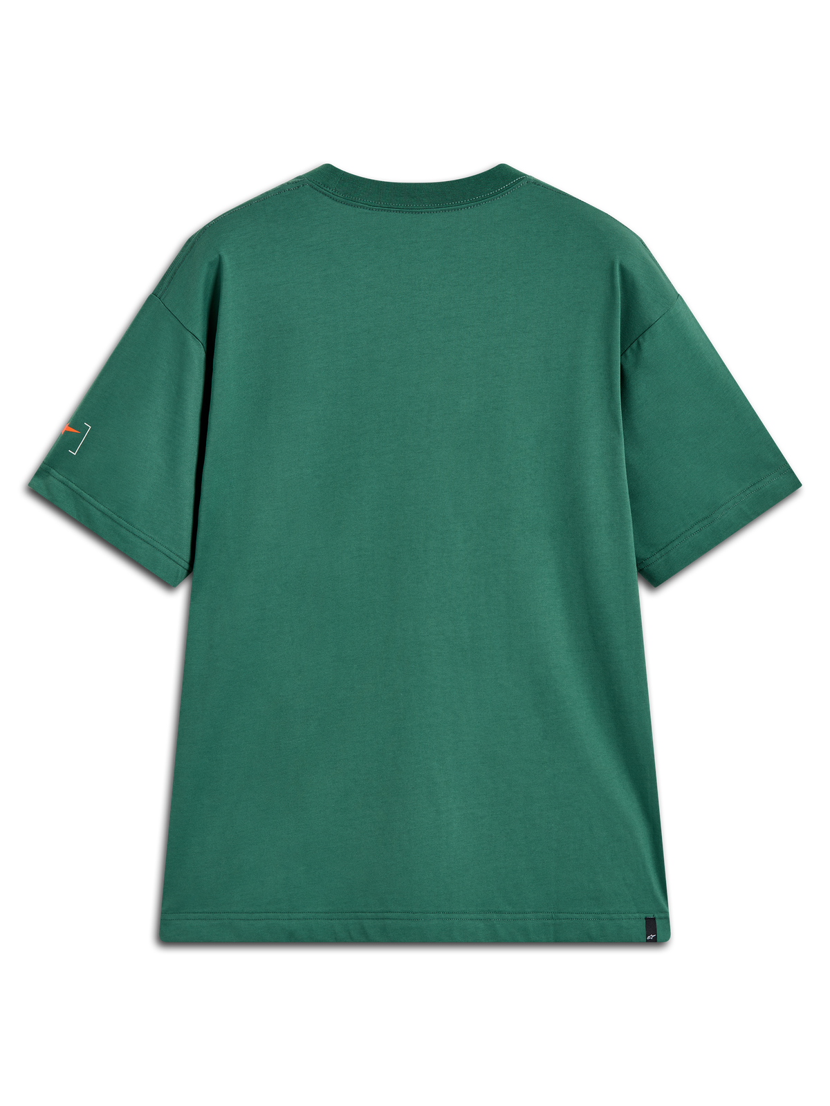 Alpinestars Infinity Oversized CSF Tee, grøn kortærmet t-shirt set bagfra med orange grafik på ærmet, afslappet sportstøj