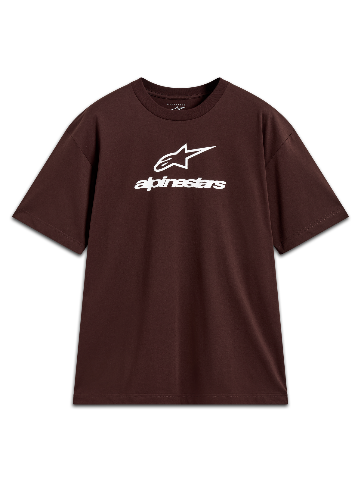 Alpinestars Prelude Oversized CSF T-shirt, brun kortærmet t-shirt med hvidt logo på brystet, casual motorsport-streetwear.