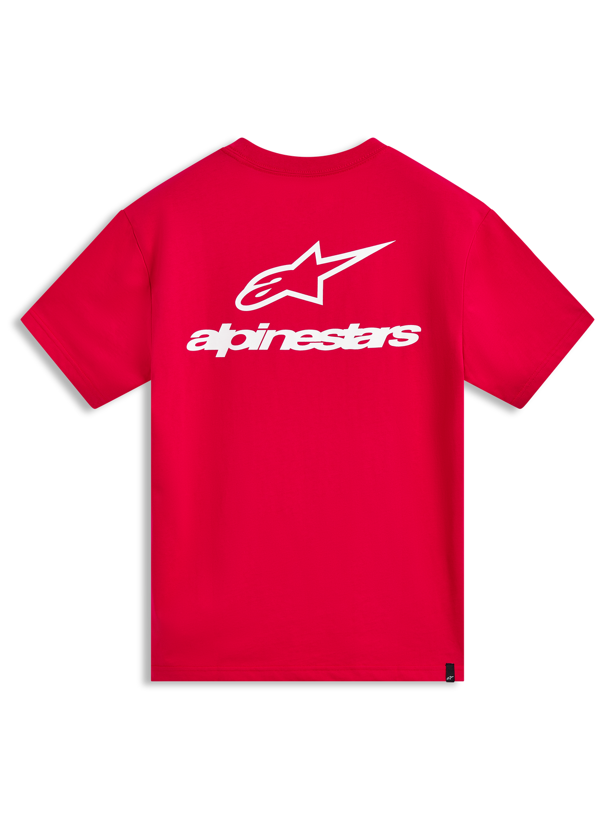 Alpinestars Combo Back CSF Tee, rød kortærmet t-shirt med stort hvidt logo på ryggen, afslappet motorsport sportstøj