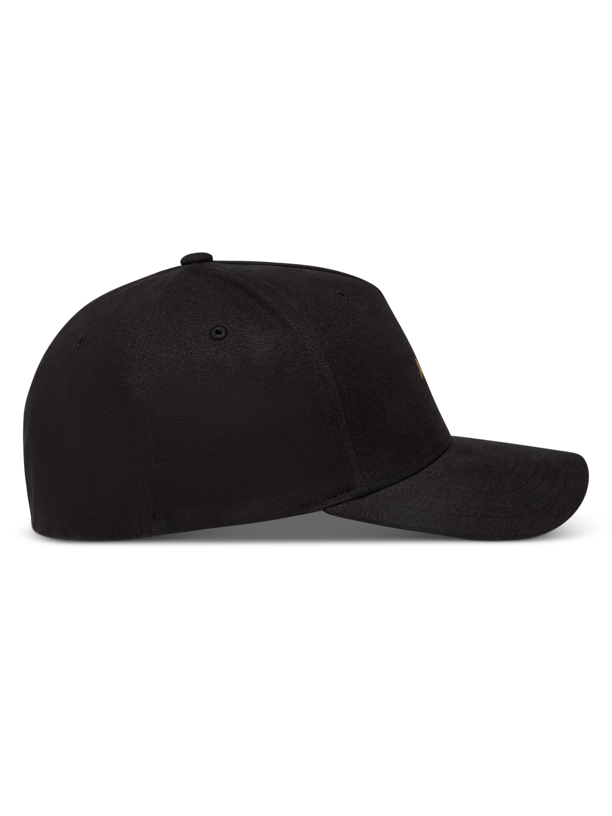 Alpinestars County Canvas Hat, sort kasket med buet skygge og struktureret krone i oxford peached-stof, set fra siden.