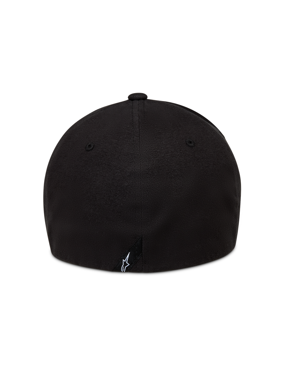 Alpinestars County Canvas kasket, sort, set bagfra med struktureret krone og flex back, lille hvidt broderet logo bagpå, afslappet motorsport sportstøj