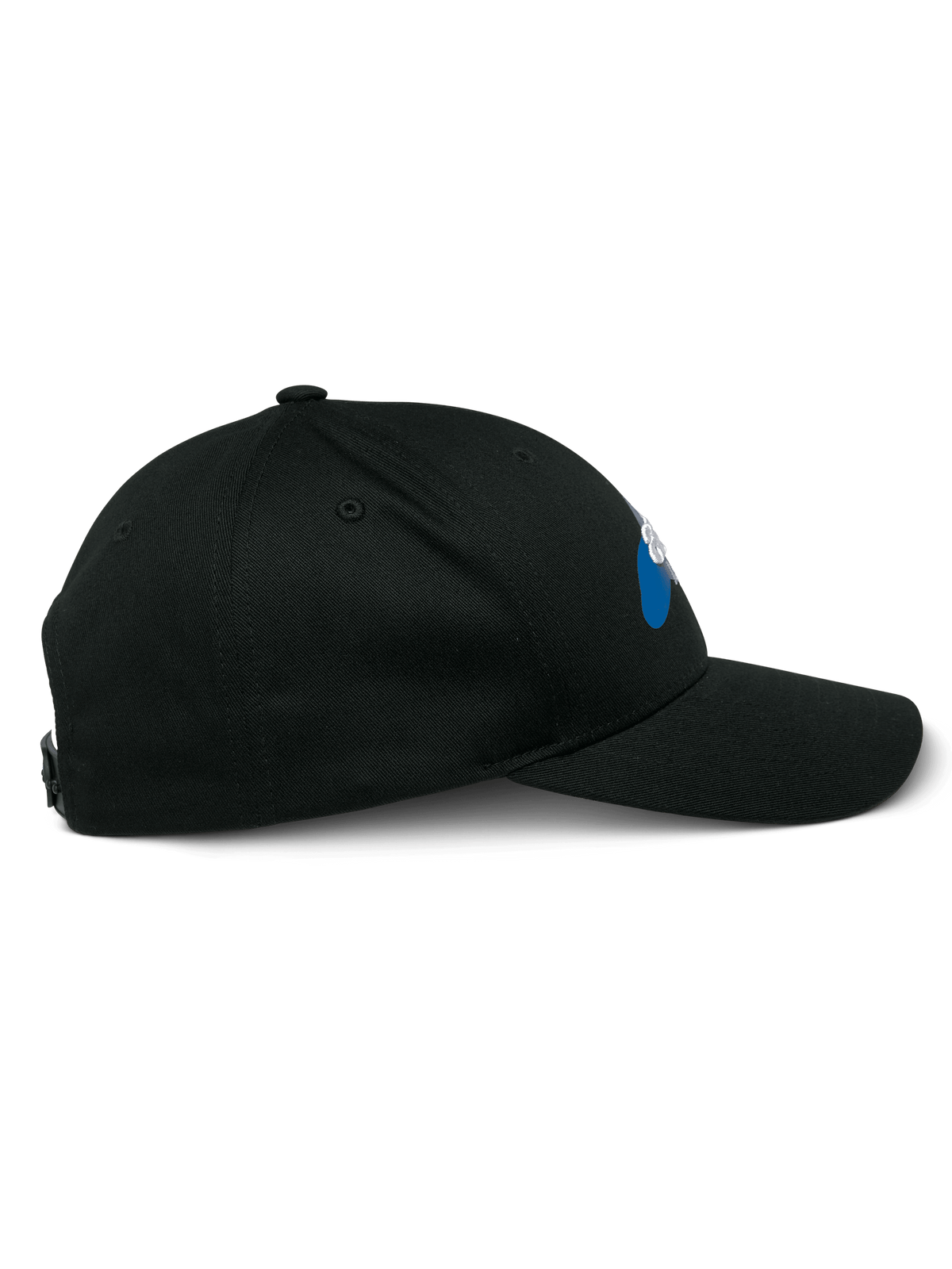 Alpinestars Profile kasket, set fra siden, sort, buet skygge med struktureret krone, snapback-lukning, afslappet motorsport-inspireret hovedbeklædning