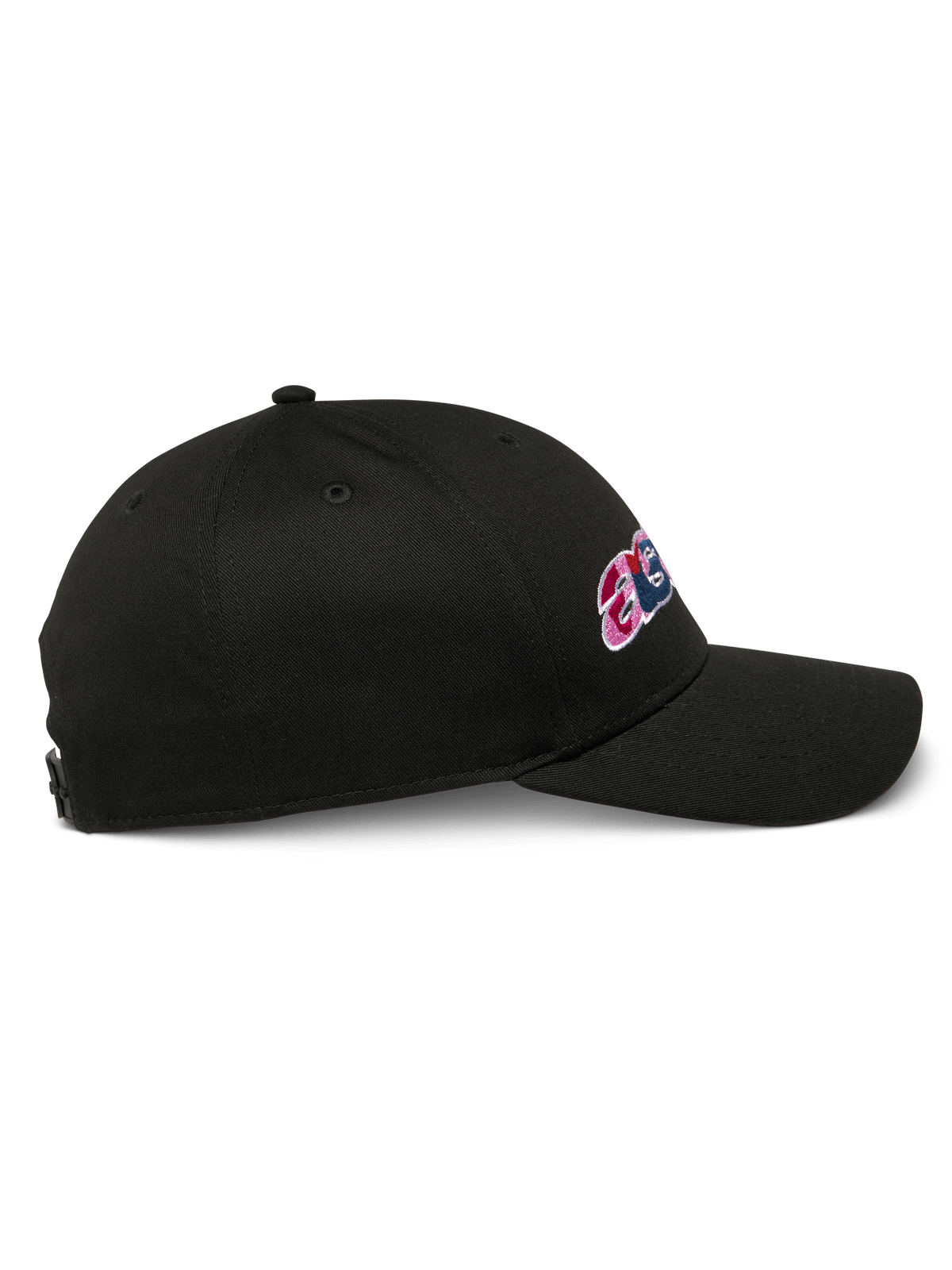 Alpinestars Canyon kasket, sort snapback kasket, set fra siden, kurvet skygge, med broderi på siden og struktureret krone, afslappet motorsport-hovedbeklædning