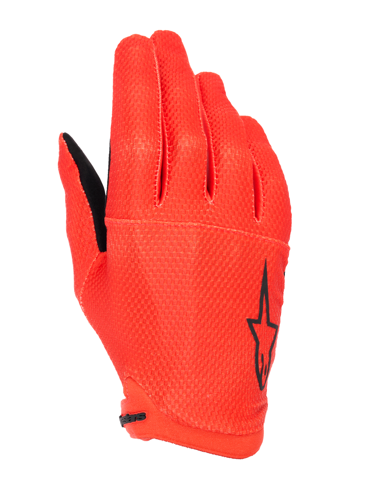 Alpinestars A-Aria handsker, mountainbike-handsker, Spicy Orange, med sort stjernelogo på siden, tekstureret åndbart strækstof, letvægtsdesign med lav profil