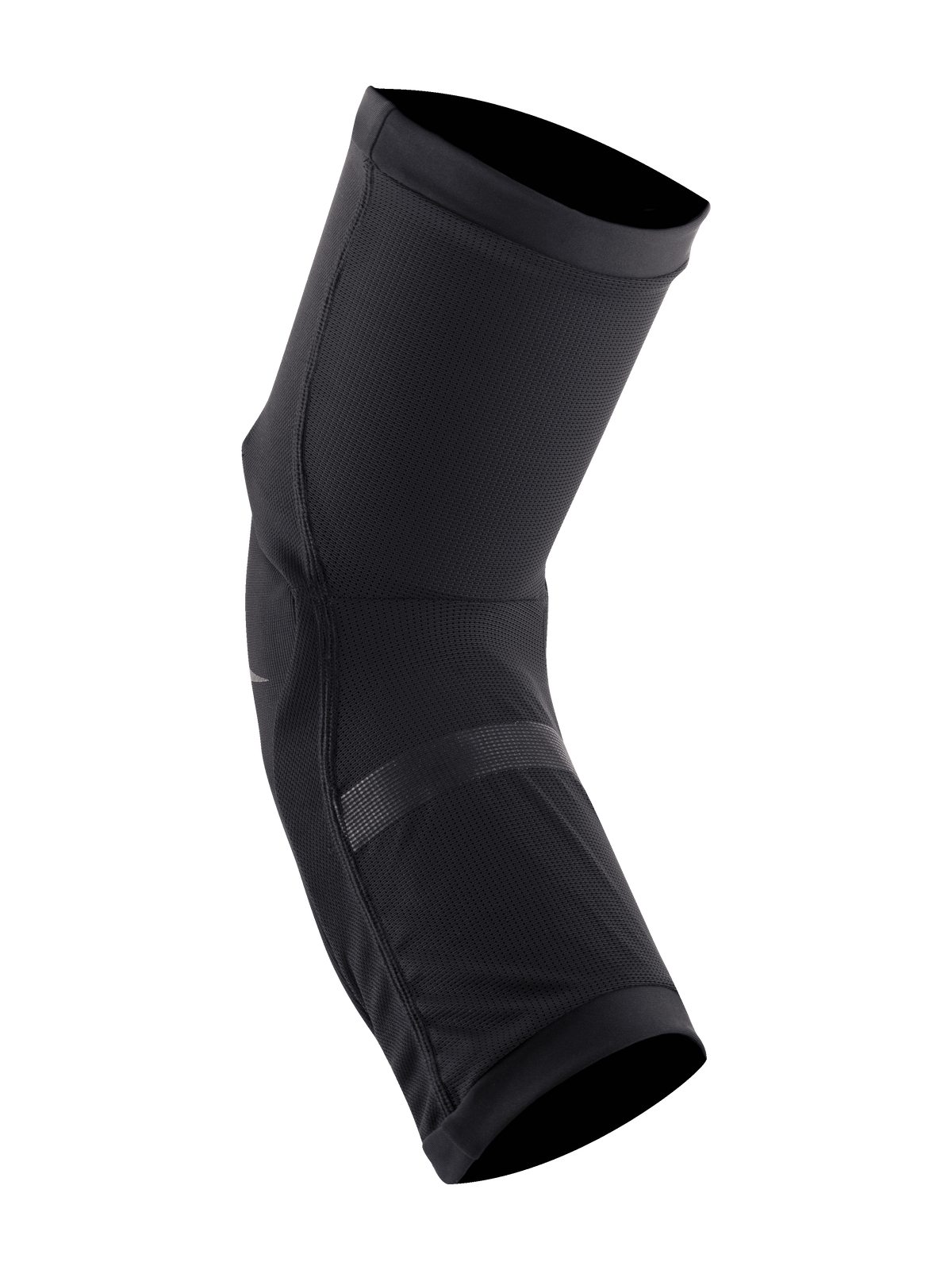 Alpinestars Paragon Plus Knee Protectors, Black, lightweight slip-on design, breathable stretch mesh construction with perforated impact pads, ergonomic pre-shaped fit for mountain biking