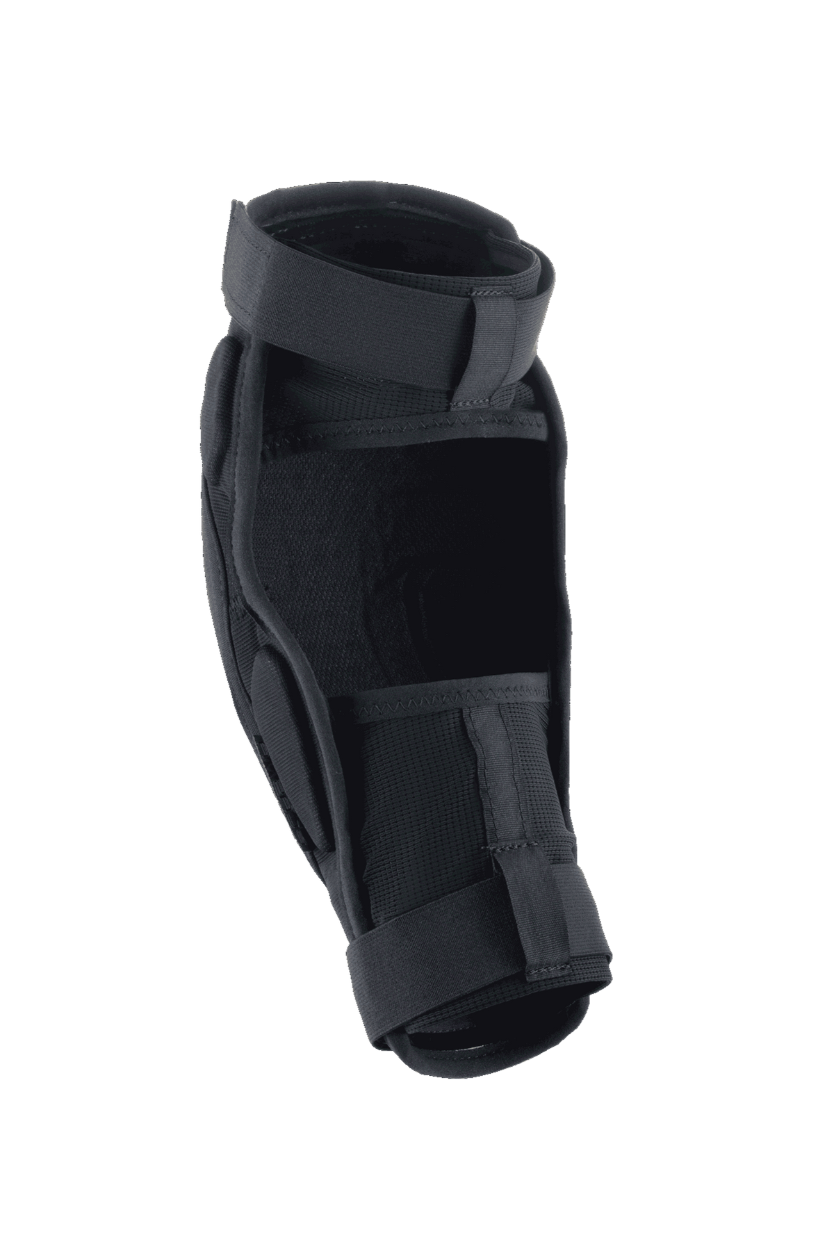 Alpinestars A-Impact Plasma Pro Elbow Protector, Black, back view showcasing dual strap closure and breathable mesh panels, ergonomic design for mountain bike protection