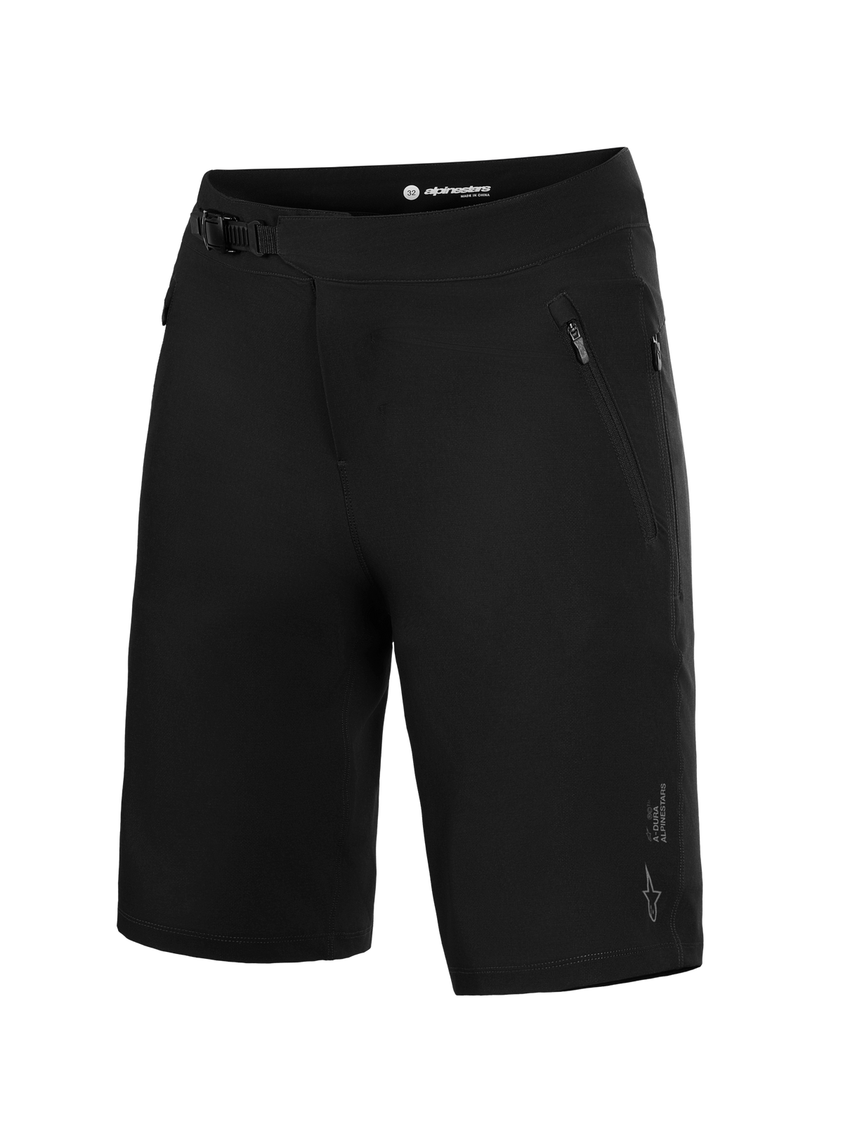 Sorte Alpinestars A-Dura Ride shorts til MTB med skraldelukning og slidstærkt 4-vejs strækstof.