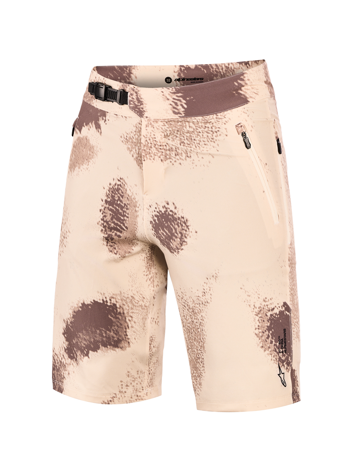 Sand camo A-Dura Ride Shorts, MTB-shorts med skraldelukning, lynlåslommer og slidstærkt 4-vejs strækstof.