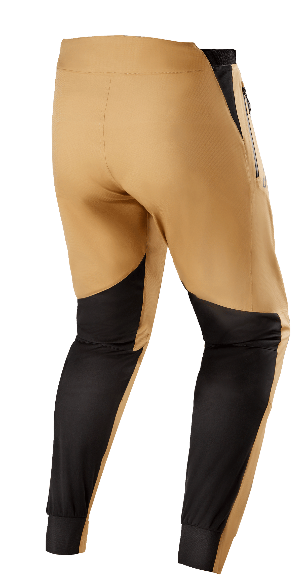 Alpinestars Tahoe 8.1 Waterproof Pants, MTB Waterproof Pants, Khaki and Black, rear view featuring black reinforced panels on the calves, adjustable waist tabs, and waterproof zippers for wet weather trail riding