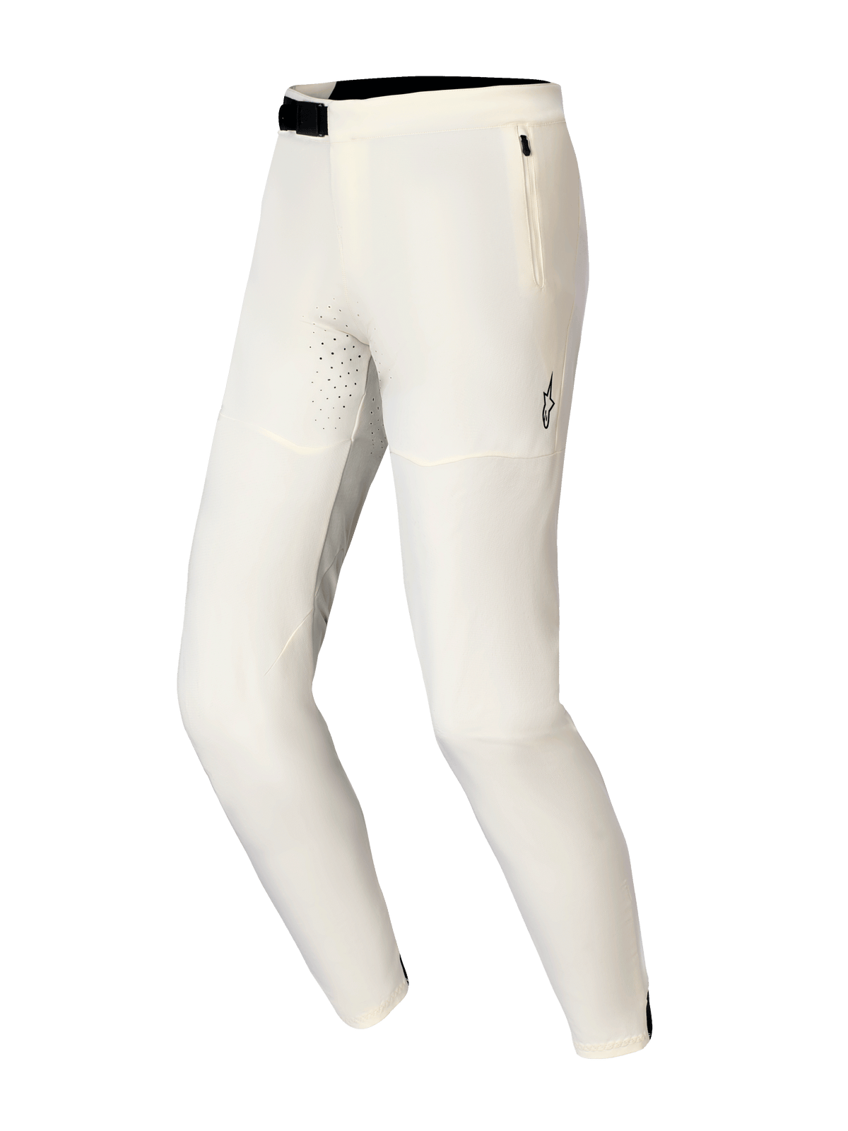 Alpinestars A-Aria Elite bukser, MTB-bukser, ecru, med sort magnetisk spændelukning, sidelomme med lynlås og laserskårne ventilationshuller, ydeevneorienteret design til terrænkørsel