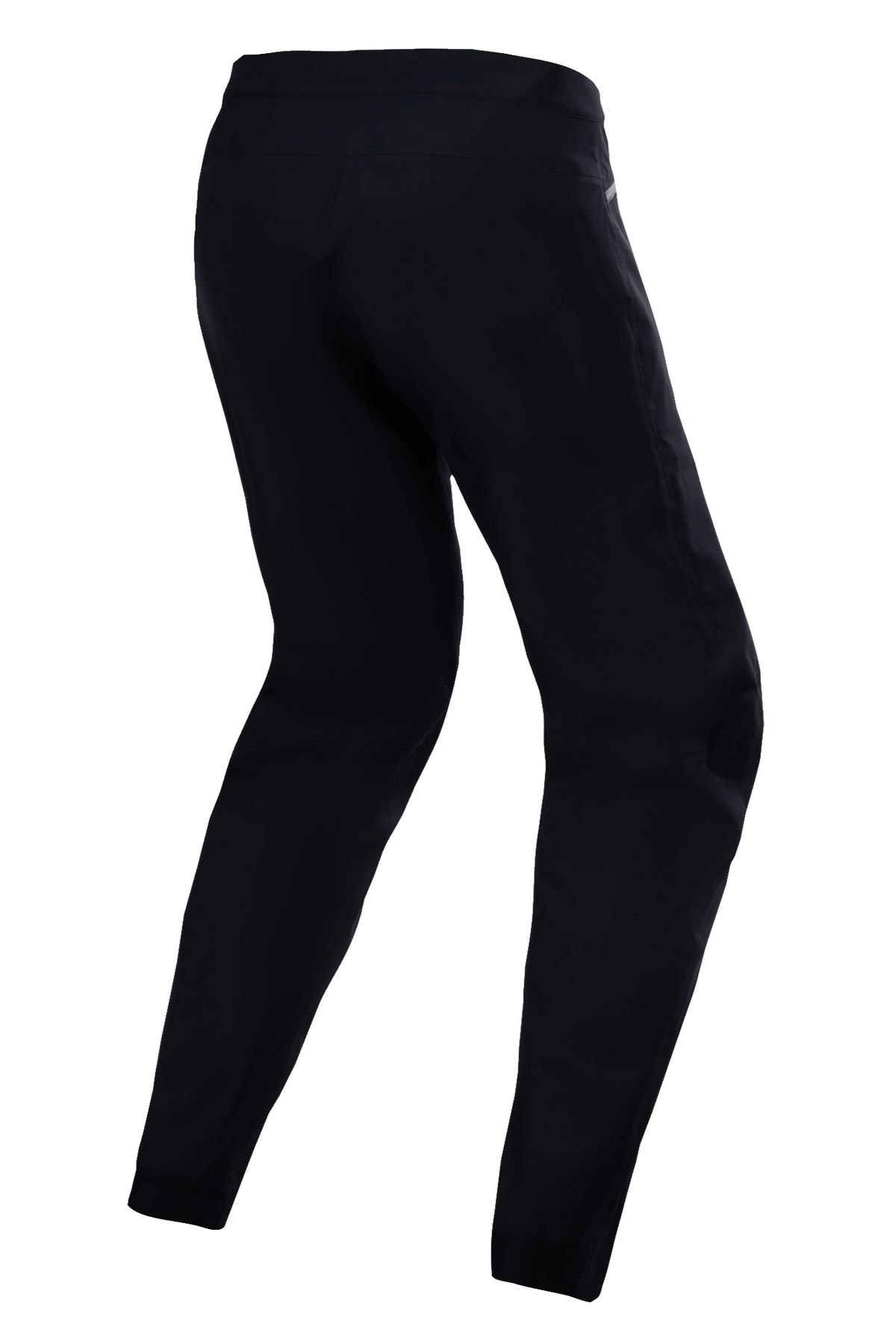 Alpinestars Stella A-Dura Waterproof bukser til kvinder, MTB cykelbukser, sort, set bagfra i trekvart profil, med vandtæt 3L-membran og 4-vejs stretch-materiale til trailkørsel