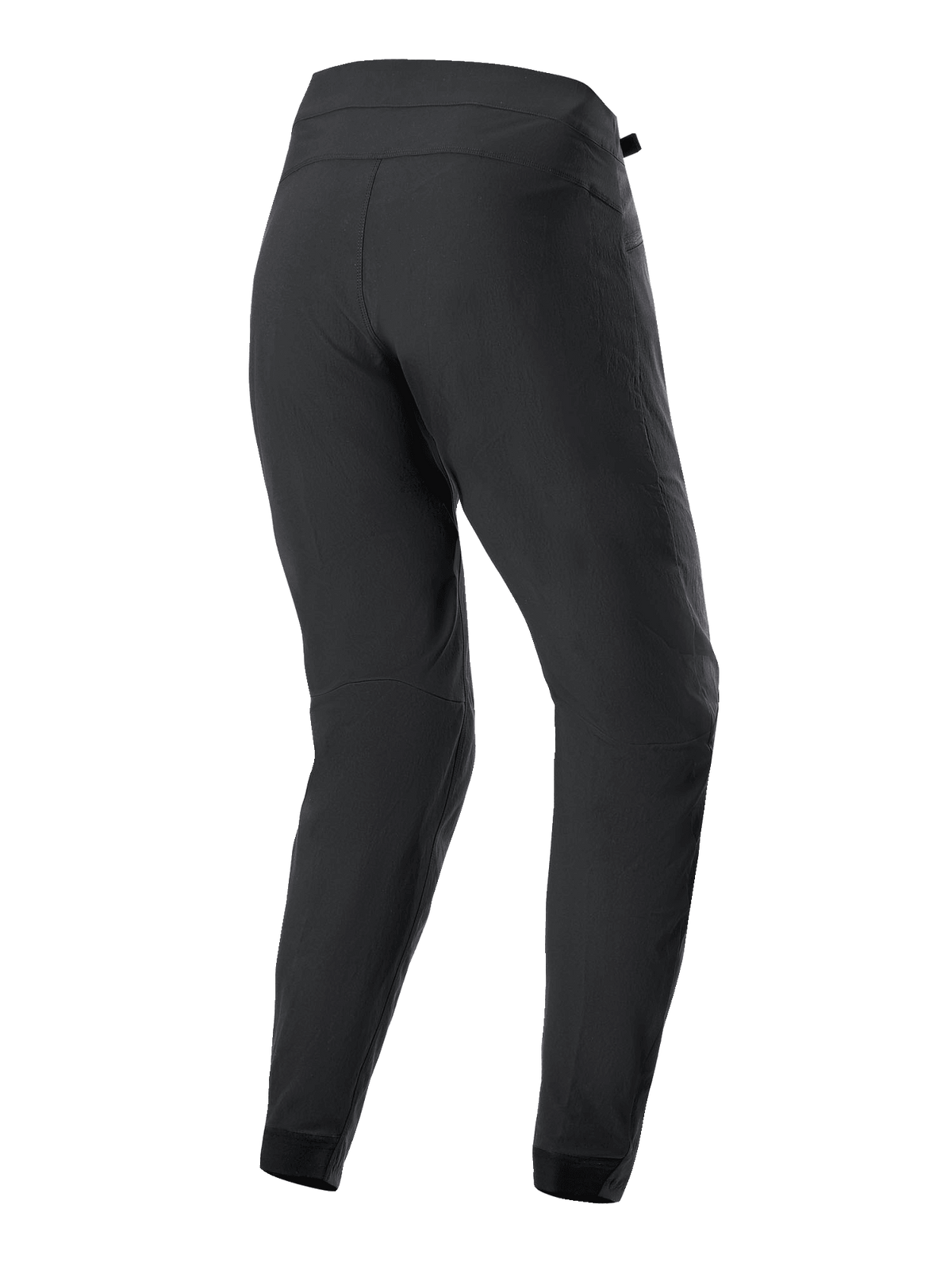 Alpinestars Stella A-Dura bukser til kvinder, MTB cykelbukser, sort, set bagfra viser ergonomisk konstruktion, faconsyet pasform og slidstærkt 2-vejs strækstof til mountainbike.