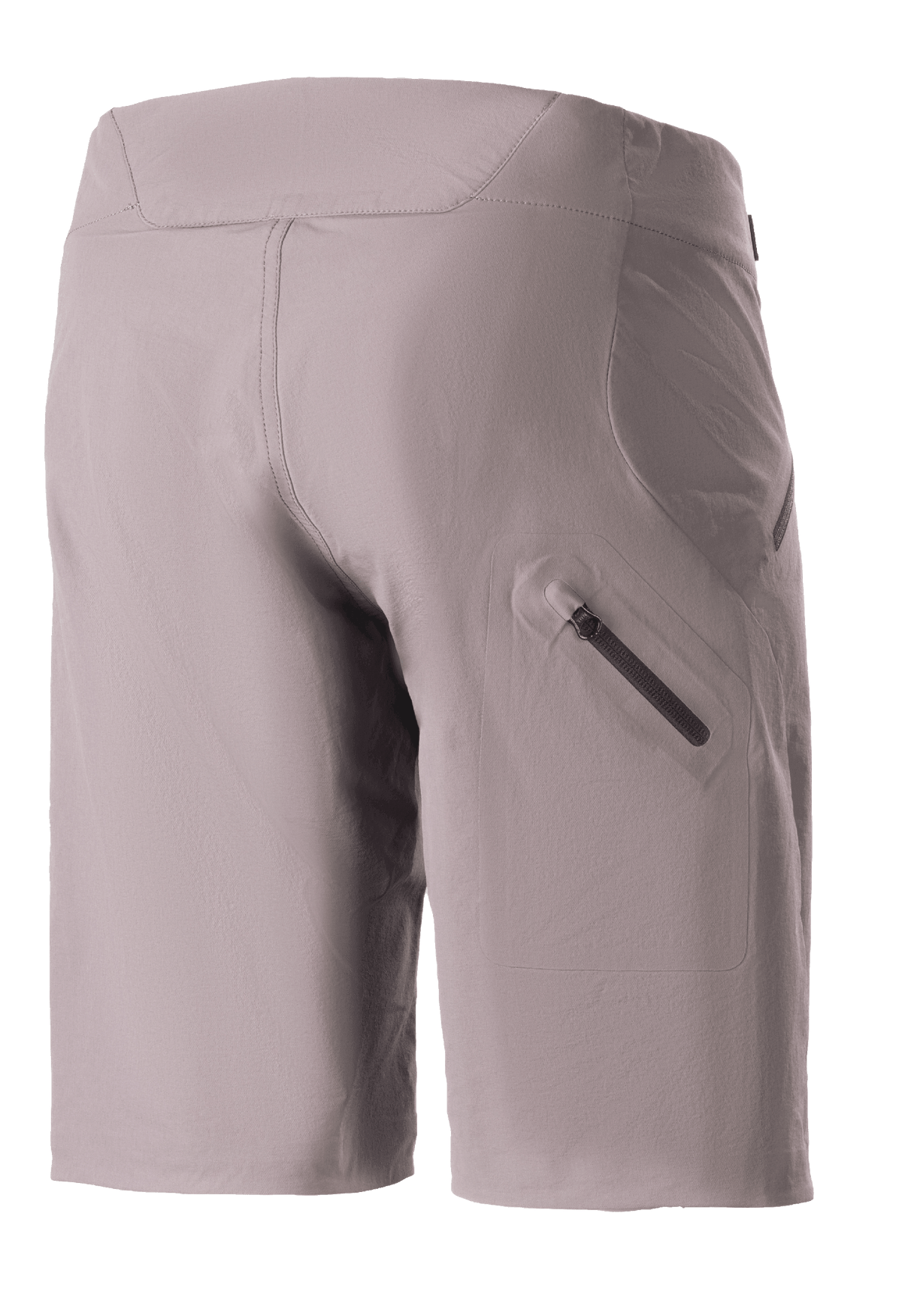 Alpinestars Stella Drop Algorithm shorts til damer, mountainbike-shorts, Sparrow Gray, set bagfra med en limet benlomme med lynlås, teknisk strækstof med en pasform specifikt til kvinder, designet til trail- og terrænkørsel