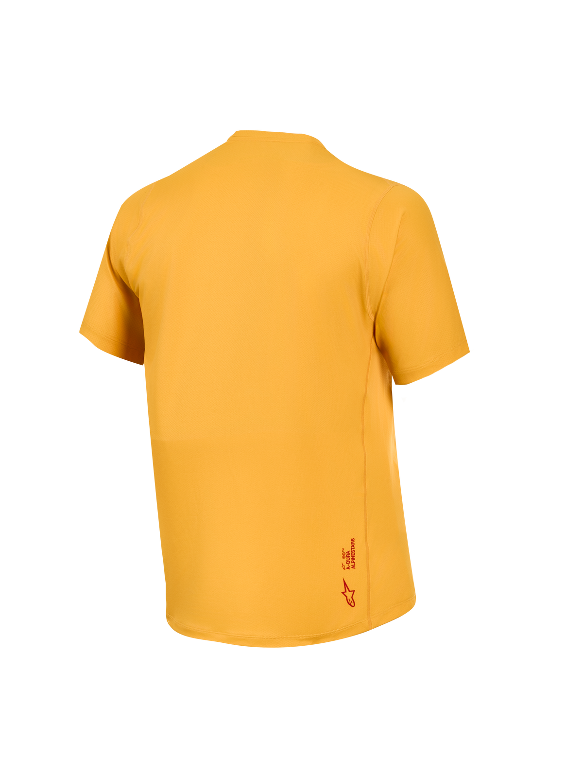 Orange A-Dura Ride Short Sleeve Jersey, back view, featuring jacquard stretch fabric and small Astars logo on the lower hem.