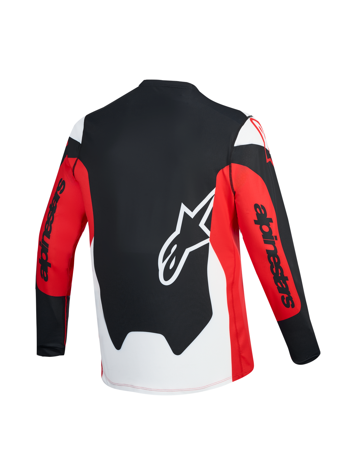 A-Dura Race langærmet trøje i rød og sort set bagfra med hvidt Astars-logo og branding på ærmerne.