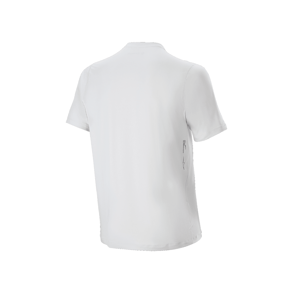 Alpinestars A-Dura Oscar kortærmet jersey, cykeltrøje, White Dove, set bagfra, minimalistisk hvidt design med lille vertikalt logo nederst til højre på ryggen, performance mountainbike-udstyr