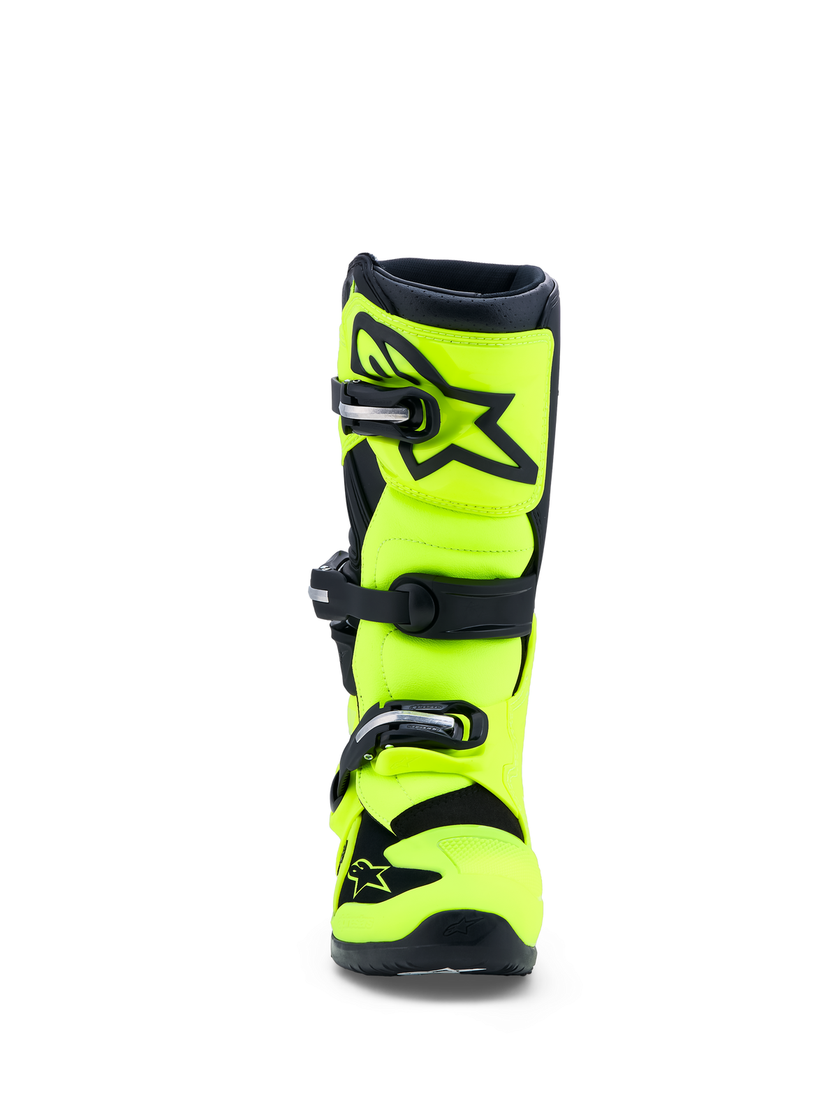 Alpinestars Tech 7S ungdomsstøvler, motocrossstøvler til unge ryttere, gul fluo og sort, CE-certificeret med TPU-skinnebensbeskyttelse til terrænkørsel.
