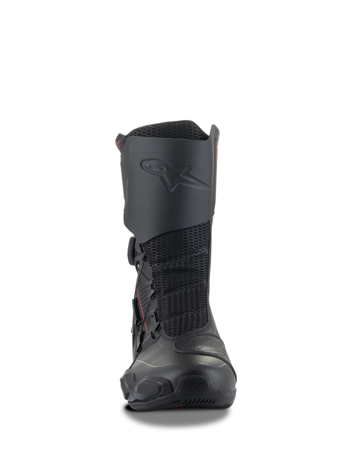 Alpinestars SP-X BOA® støvler, sorte motorcykel-sportsstøvler, mellemhøjt design med integreret skinnebensbeskytter, mesh-flexpaneler og side BOA®-lukkesystem, strømlinet ergonomisk profil til sport touring