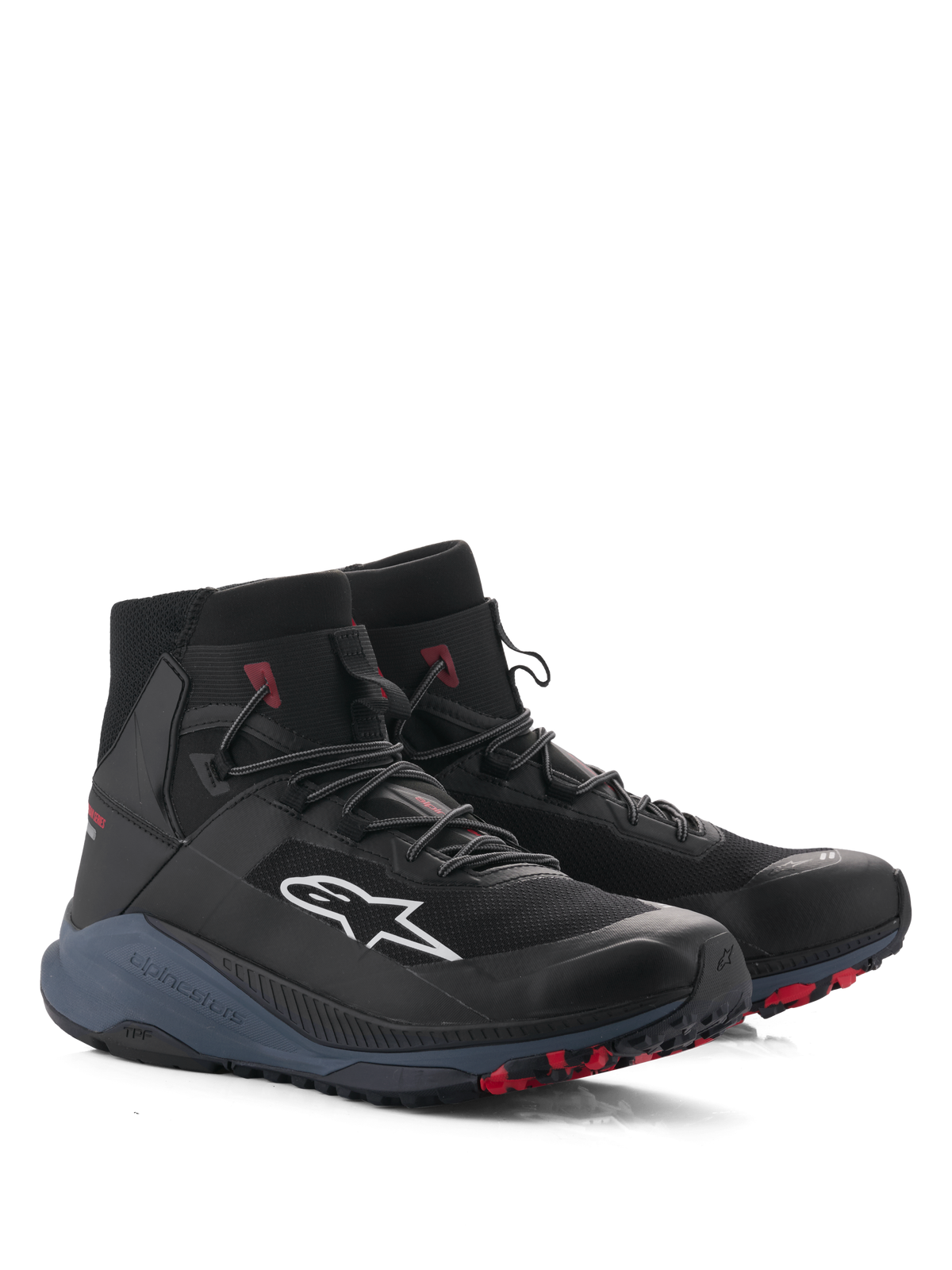 Alpinestars Speedforce XR sko, sorte og røde urban motorcykelkøresko med TPU-ankelbeskyttelse og CE-certificering