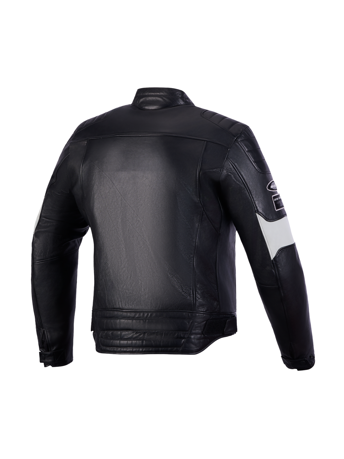 Alpinestars Revern Læderjakke, CE-certificeret klassisk motorcykeljakke, set bagfra i sort og metalgrå med førsteklasses okselæderkonstruktion