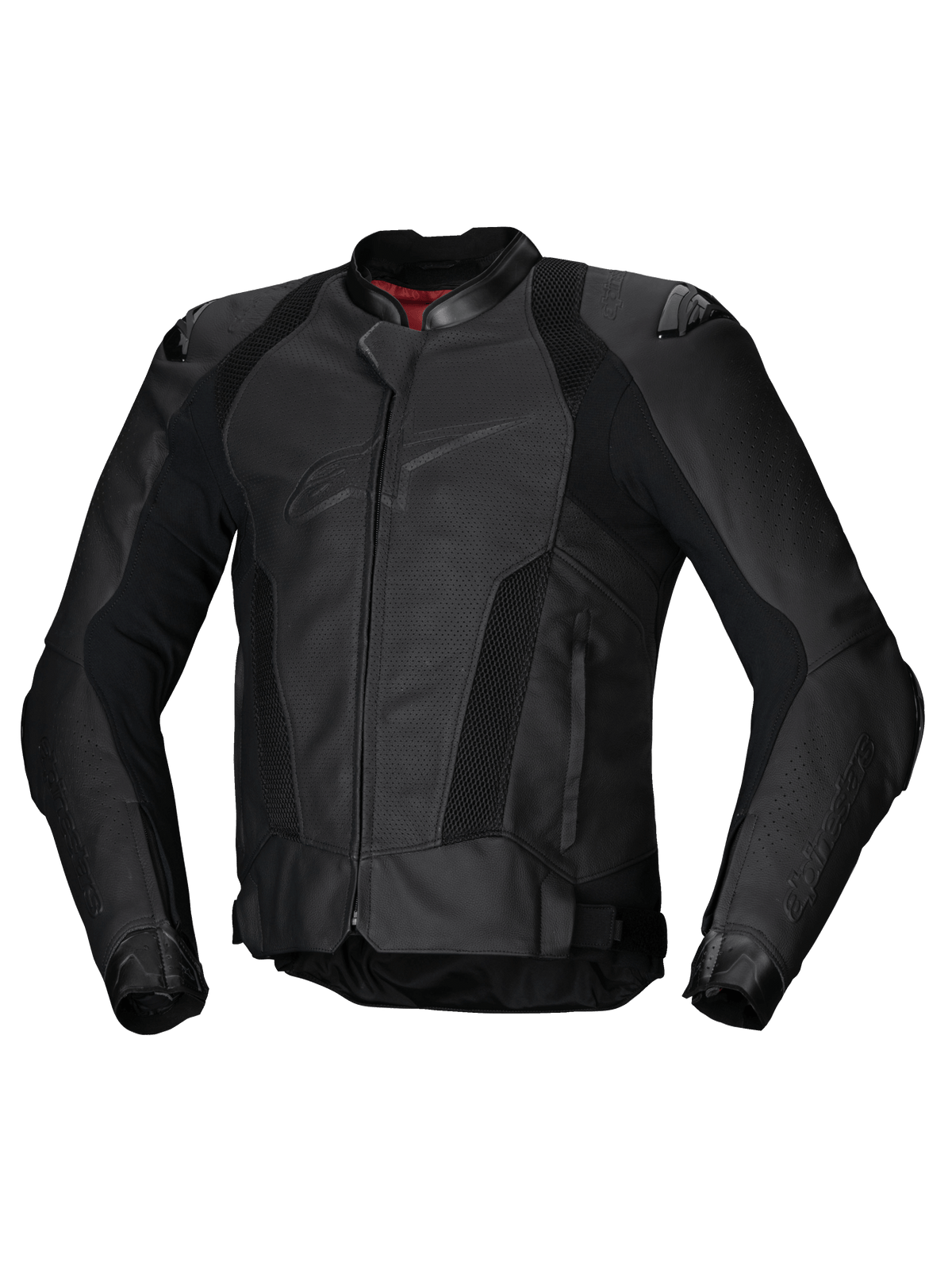 Alpinestars Missile V3 Airflow Læderjakke, herre motorcykelracingjakke, sort, perforeret premium bovin læder med CE-certificering og Tech-Air kompatibilitet
