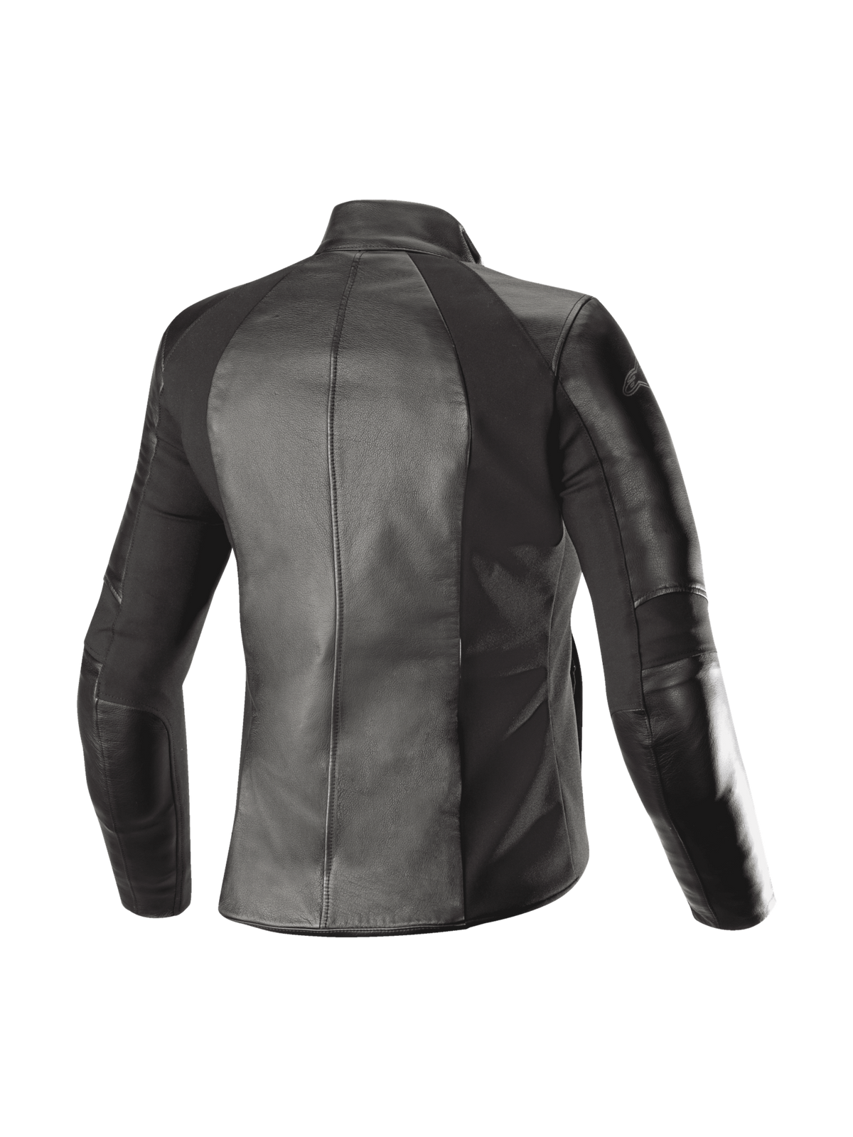 Alpinestars Stella Vika V2 læderjakke, urban motorcykeljakke til damer, sort, fuldnarvet læder med aramid-stretchpaneler, set bagfra