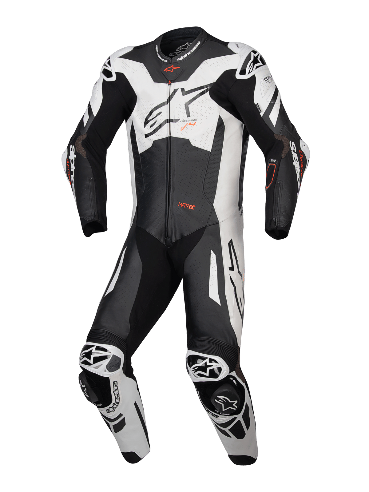 Alpinestars GP Plus V4 Sprint læderdragt 1-stk, sort, hvid og rød motorcykelracerdragt, CE-certificeret AAA, Tech-Air® klar.
