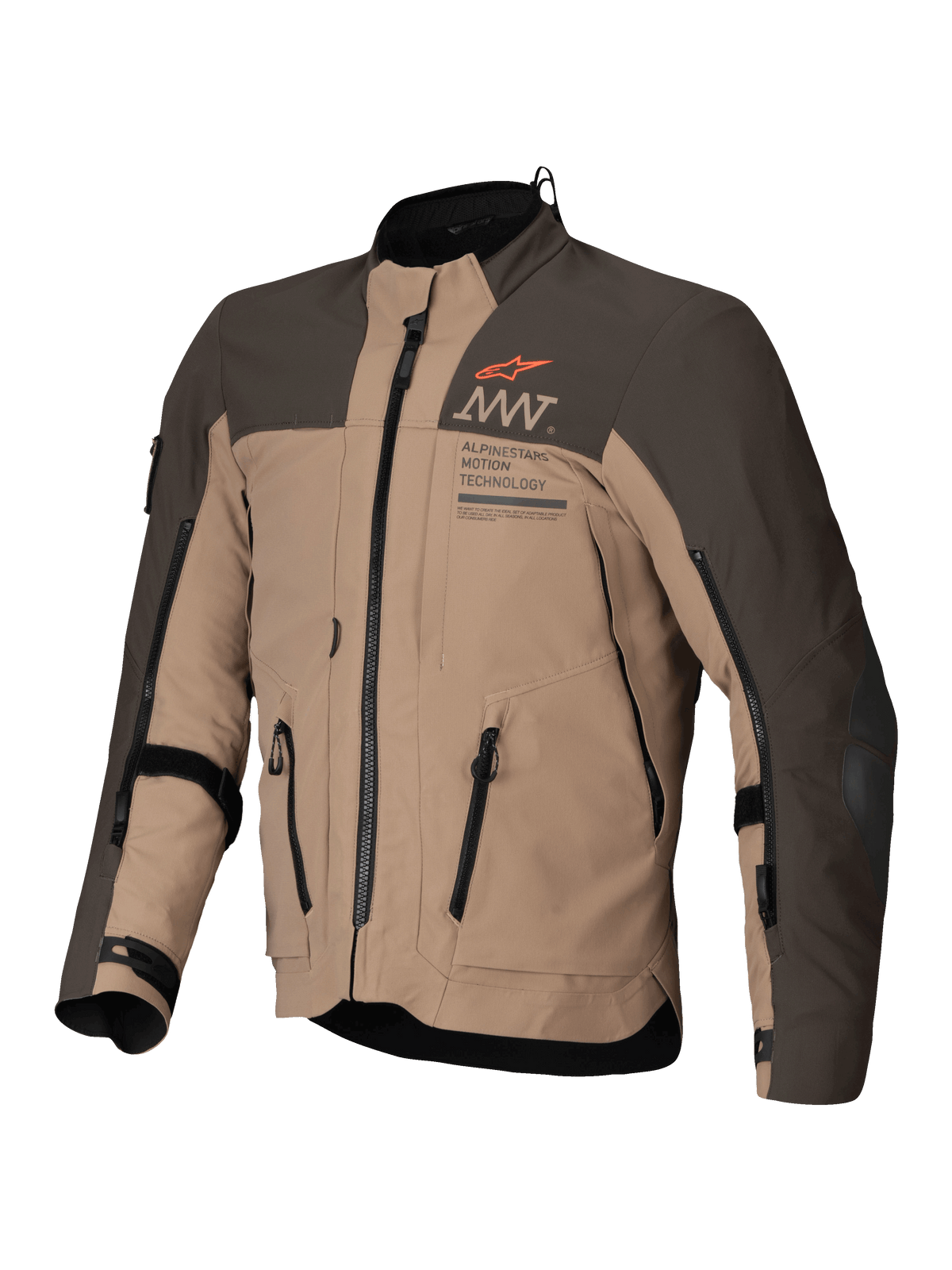 Alpinestars AMT-8 Stretch Drystar® XF Jakke, eventyr touring motorcykeljakke, mørk brun og mørk khaki, CE-certificeret AA-klasse med stræktekstil og ventilation