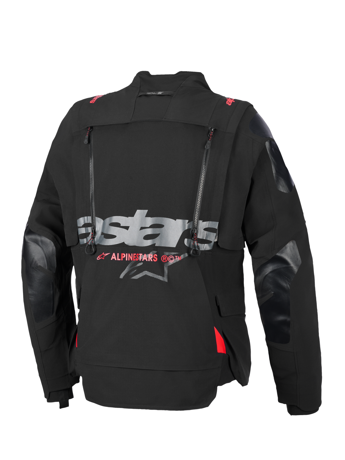 Alpinestars Halo Pro Drystar® XF lamineret jakke, adventure motorcykeljakke, sort og Dark Shadow, modulær 3-lags tekstilkonstruktion med vandtætte lynlåse og ventilationspaneler, designet til terrænkørsel