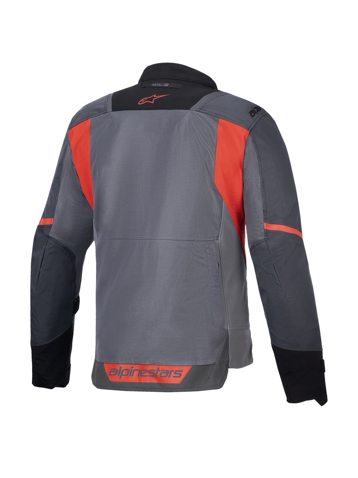 Alpinestars ST-2 Air Jakke, grå og rød motorcykeljakke med mesh-paneler, CE-certificeret og Tech-Air ready, set bagfra.