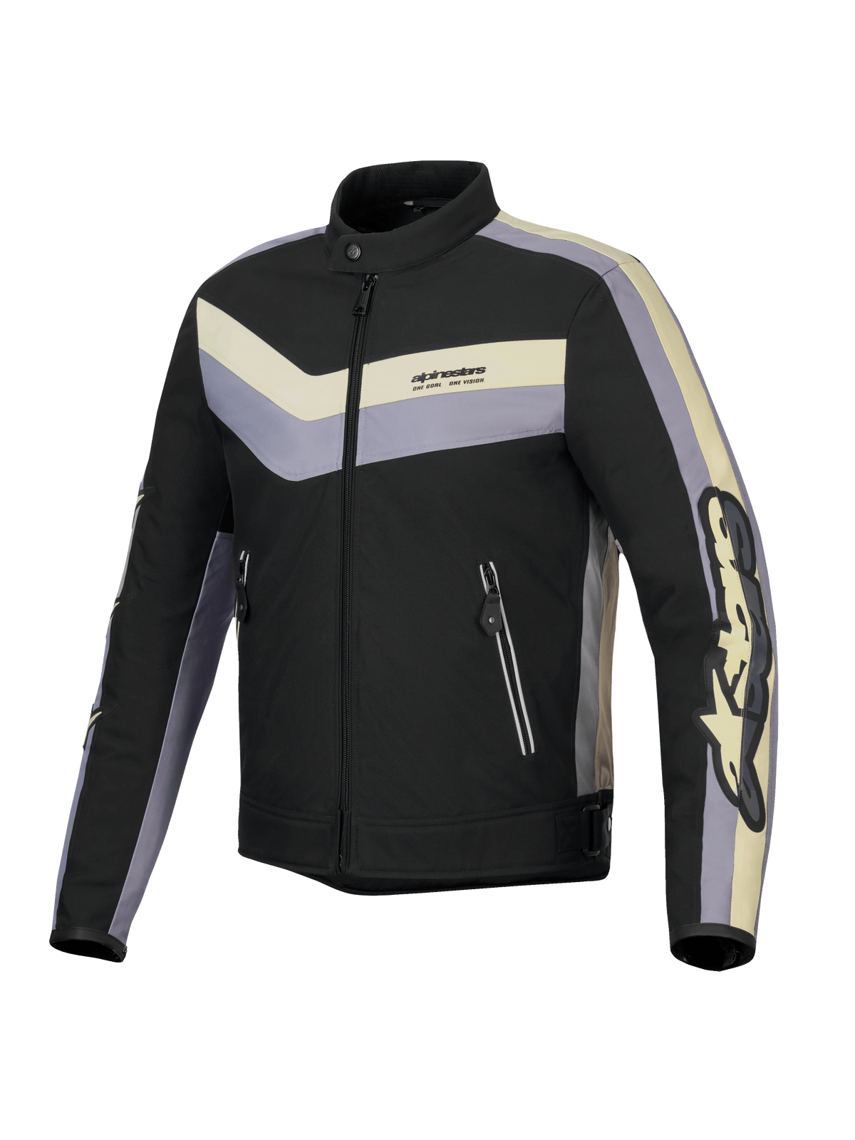 Alpinestars T-Dyno vandafvisende motorcykeljakke, sort, mørkegrå og ecru, CE-certificeret med vintage-inspireret bikerpasform